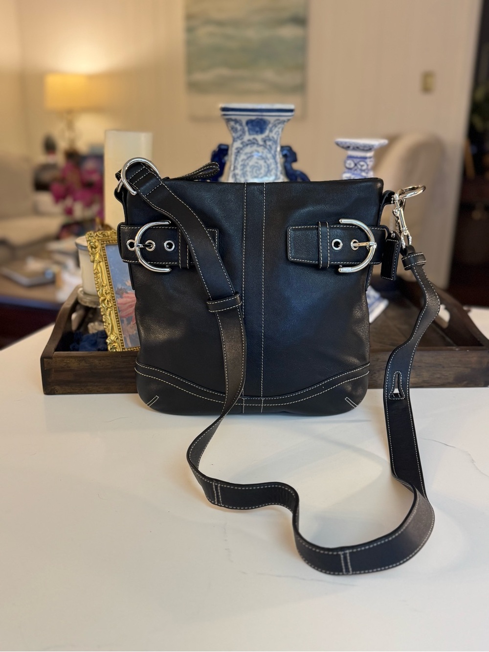 🖤 COACH Y2K VINTAGE SOHO BLACK LEATHER BUCKLE BAG.